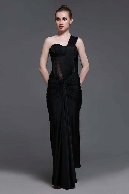 Noir Georgia Set of Corset + Skirt + Rope Detailing Drape