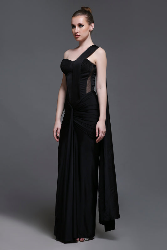 Noir Georgia Set of Corset + Skirt + Rope Detailing Drape