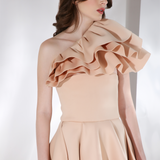 One shoulder ruffles