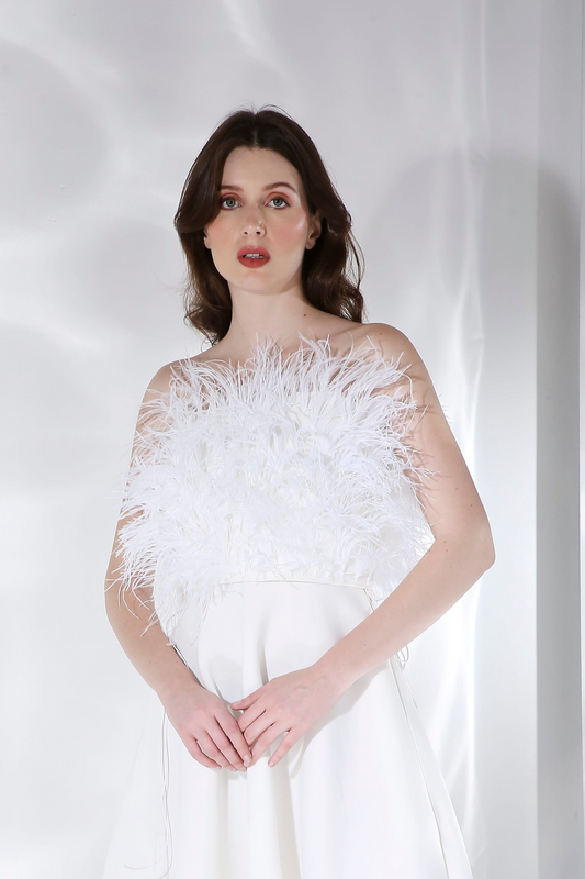Cassandra + Detachable Feather Wrap
