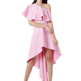 One shoulder soft ruffles