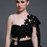 Noir Emily Set of Roped Bustier + Skirt + Cutwork Drape